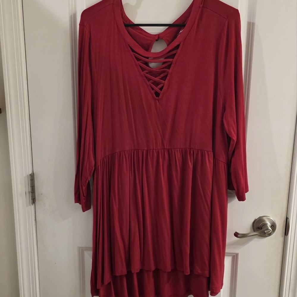 Torrid Vibrant Red Knit Top with Cutout Design